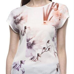 Ted Baker Lylie White Floral Print Top Size 2 US Size 6
